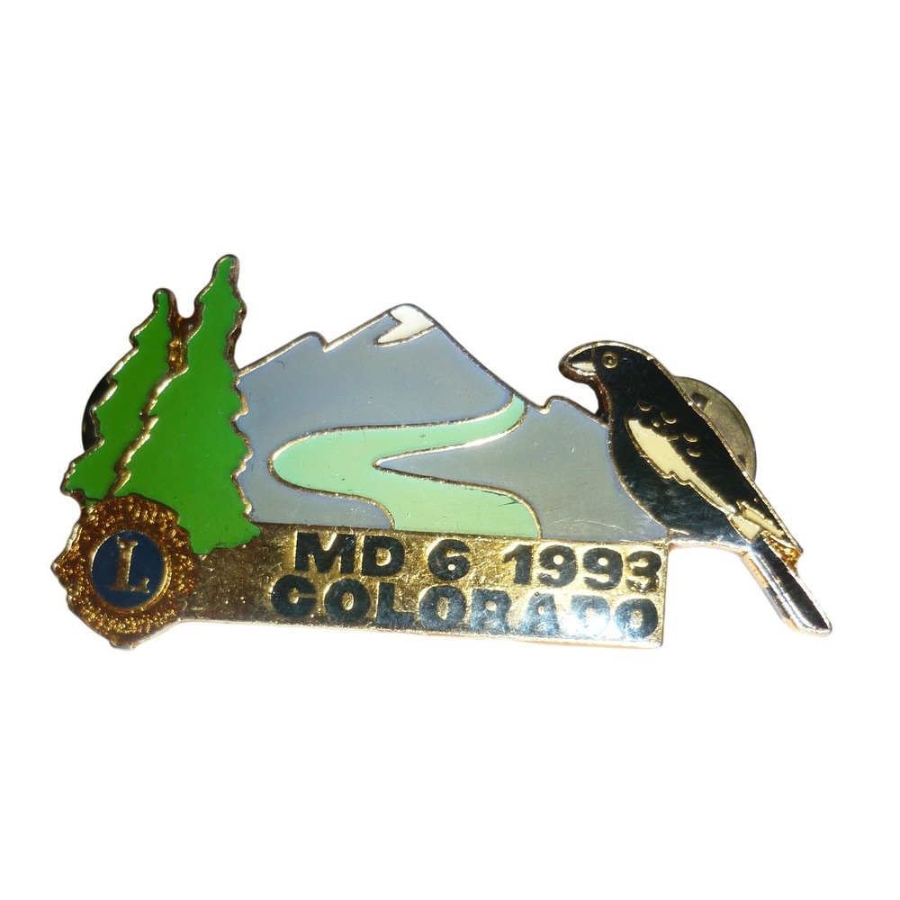 Vintage Lions Club Pin MD 6 Colorado 1993 Magpie Bird Mountains Enamel MD6